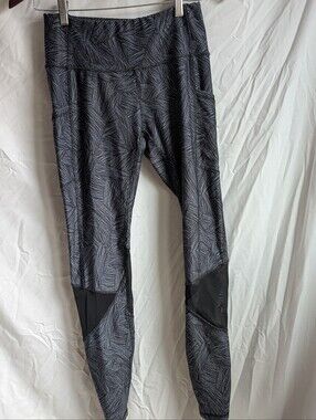 Joe Fresh Black Patterned High-Waist Yoga Pants